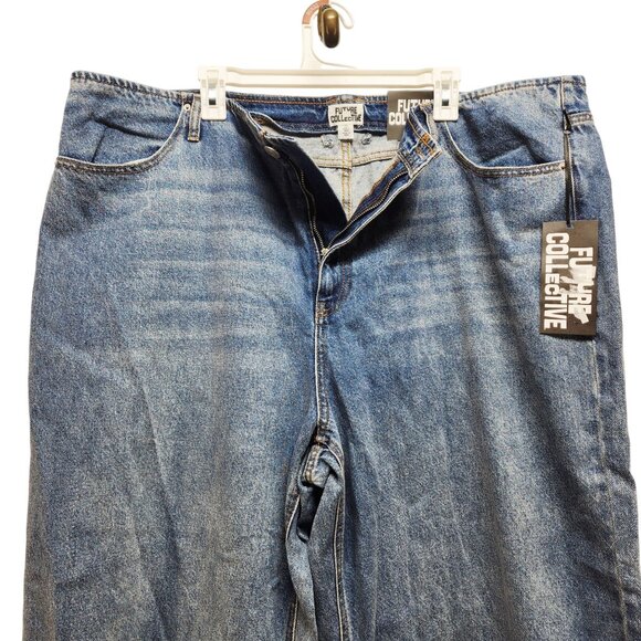 Wide Leg Mid Rise Blue Denim Jeans Size 22 Future Collective Womens Casual - Picture 5 of 10